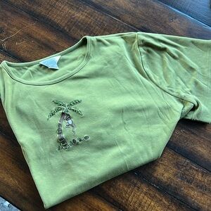 CJ banks 3x embroidered short sleeve shirt with monkey and palm tree